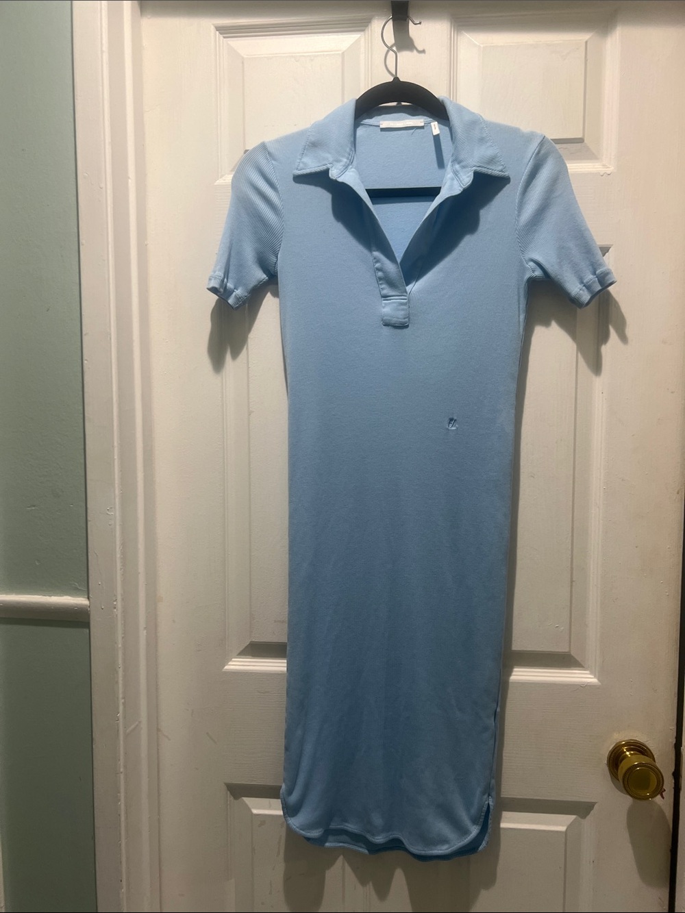 Helmut Lang Light Blue Polo-Style  Long T-Shirt Dress